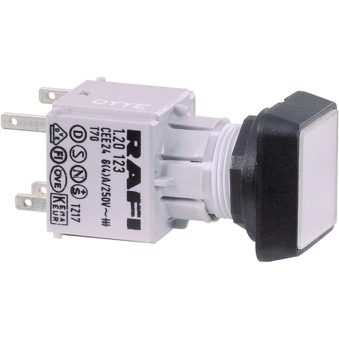 RAFIX 16 Modell 130070001/1505 Drucktaster quadratisch/schräg LED Grün mit externem Kontaktelement von RAFI