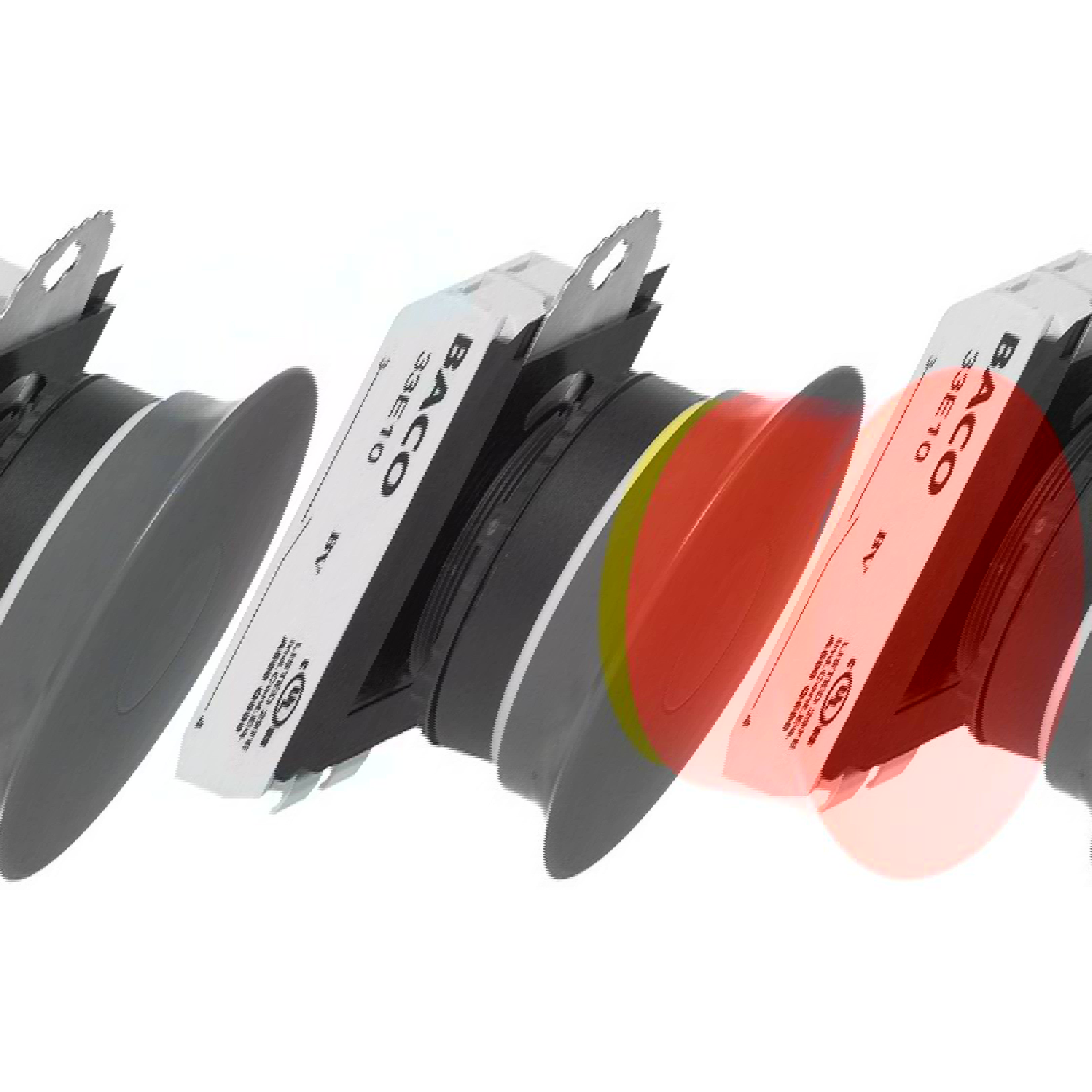 Not-Aus-Schalter L22DR01B mit Frontring Kunststoff, Rot, Zugentriegelung, IP69K, Schrauben, 22.3mm - BACO