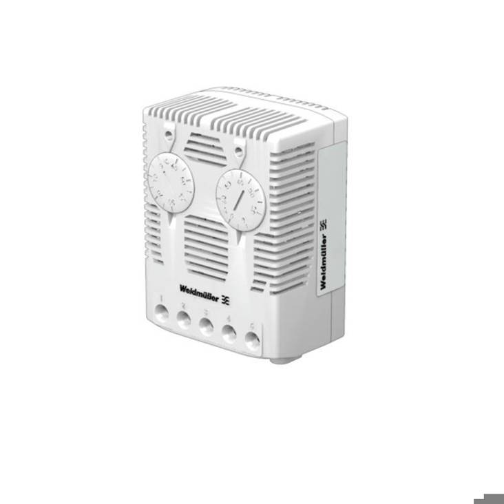 Schaltschrankheizungs-Hygrostat HYTH-SW 40-90% r.F. CO, Modell für Hutschienenmontage mit Schraubenanschluss, Schaltspannung 240V/AC, Schaltstrom 8A, Weidmüller