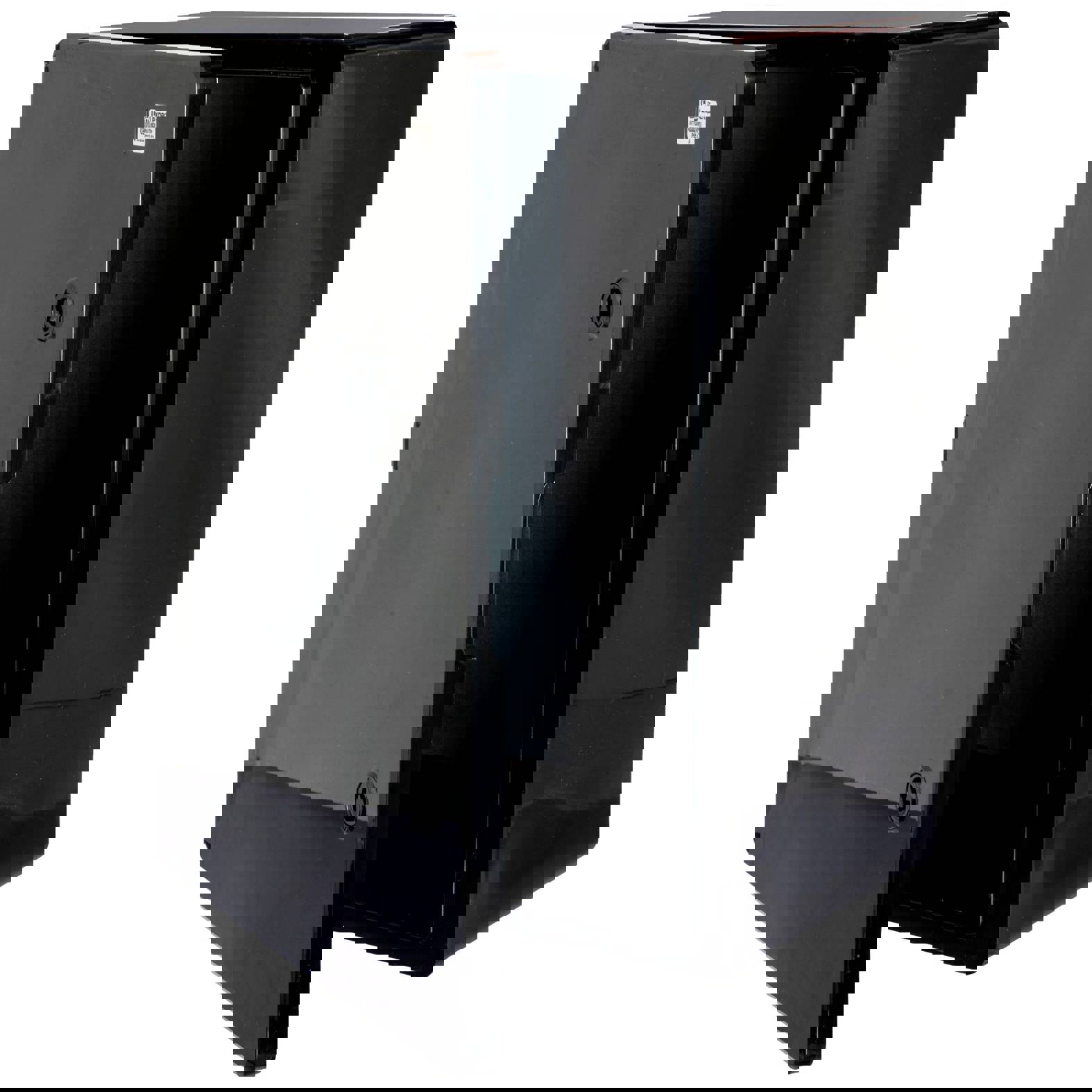 BXPPABSB400500240-F01 Installations-Gehäuse mit Scharnier auf der langen Seite mit 2-Punkt Schließung - ABS Kunststoff, Schwarz, 240x400x500mm - Boxexpert