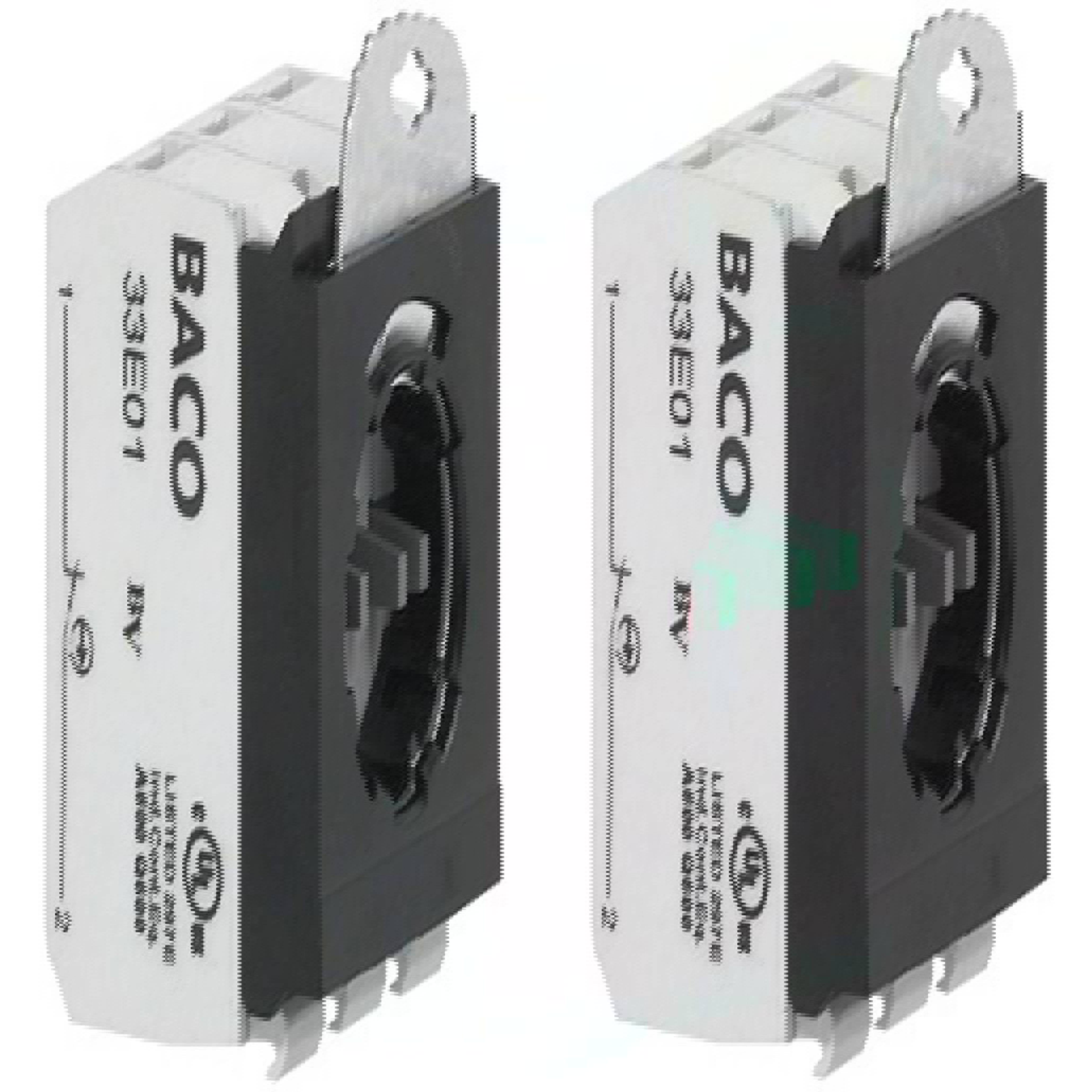 Kontaktelement 333ER02 mit Befestigungsadapter 2 Öffner tastend, maximaler Schaltstrom 10A, Schutzart IP20, Zugfederanschluss, Frontbefestigung, nicht beleuchtbar - BACO