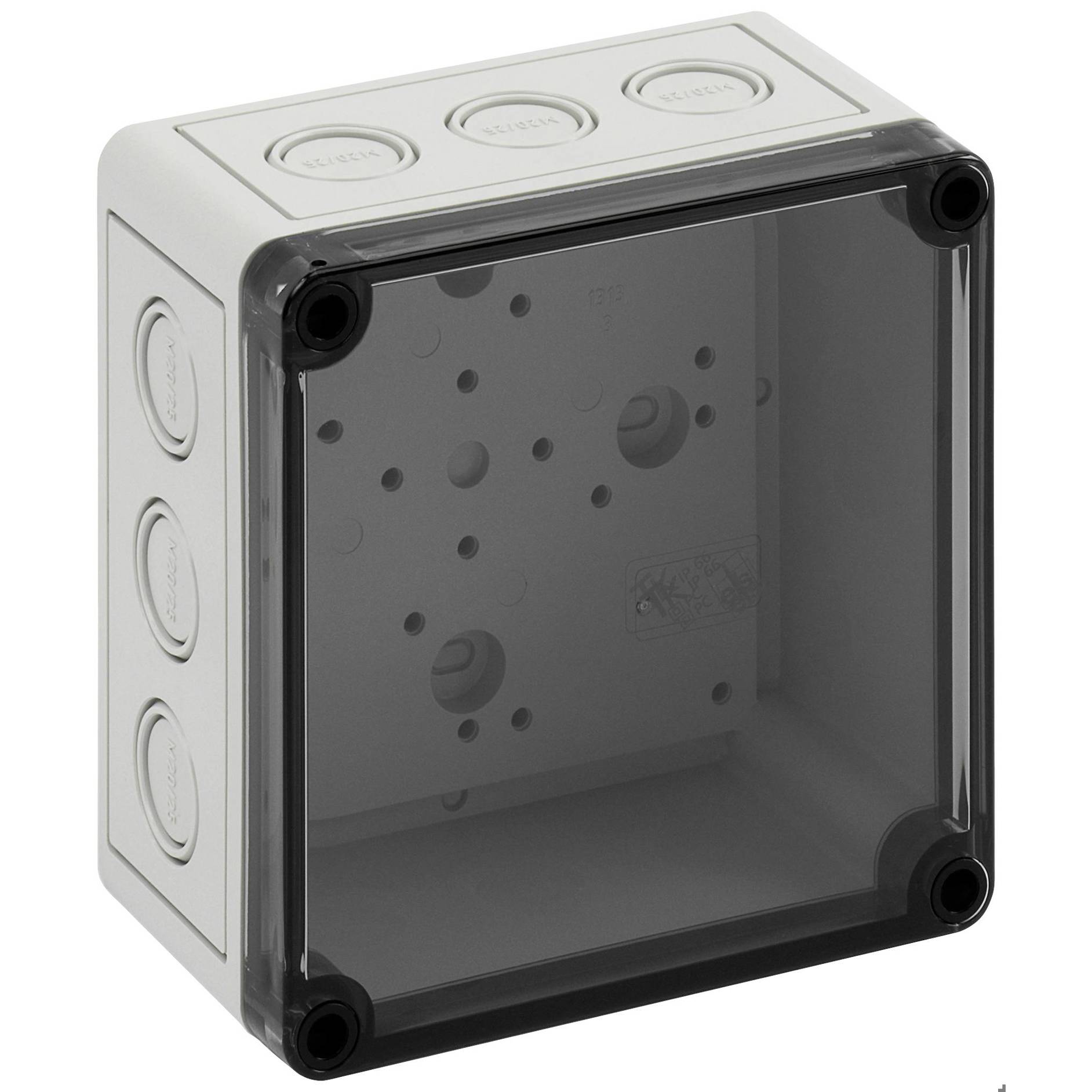 TK PC 1313-7-tm 13700501 halogenfreies Installations-Gehäuse IP66 mit transparentem Deckel und Vorprägung, 14 Stk., in Lichtgrau - Spelsberg