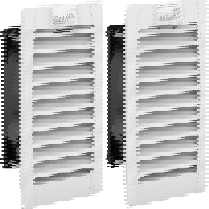 PF 11000 24DC 54 7035 Schaltschrank-Lüfter 24V/DC 2.4W, Grau, IP54, 25m³/h Luftdurchsatz, Kabelanschluss, 31cm Kabellänge, 109x109x53mm Abmessungen - Pfannenberg