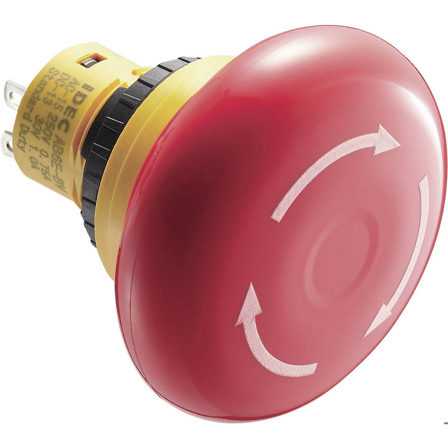 AB6E-4BV02PRM Not-Aus-Schalter mit Drehentriegelung, Pfeilmarkierung, Ø 40mm, Gelb/Rot - Idec