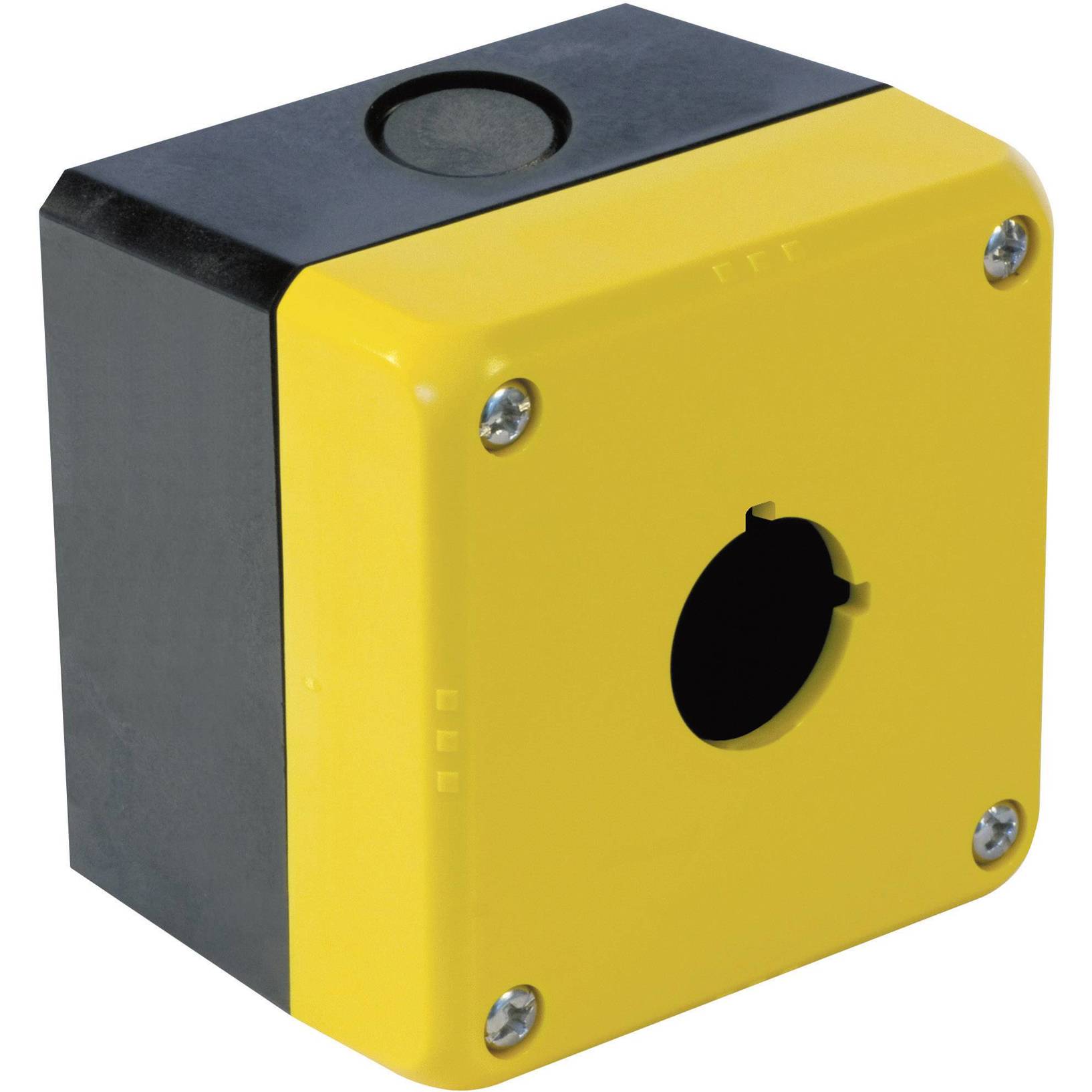 FB1W-111Y Leergehäuse mit 1 Einbaustelle für NOT-AUS-Taster, IP65, Format (B x H x T) 76 x 76 x 59.5 mm, Gelb - Idec