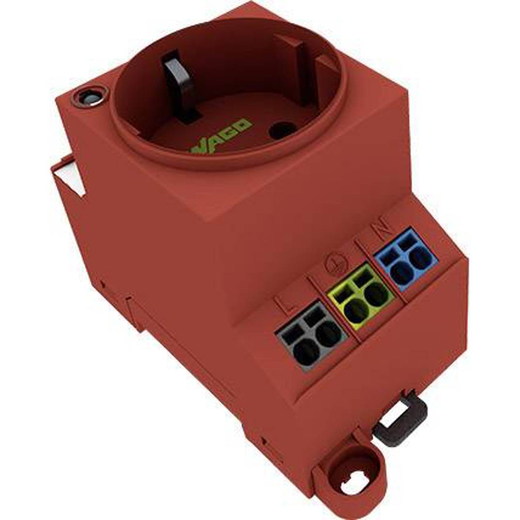 Schaltschrank-Steckdose Zubehör Kabel Modell 1 St. Schraubbefestigung Hutschiene 16A 250V/AC PA66 IP20 (L x B x H) 84.70 x 44.80 x 62.40 mm Rot - WAGO