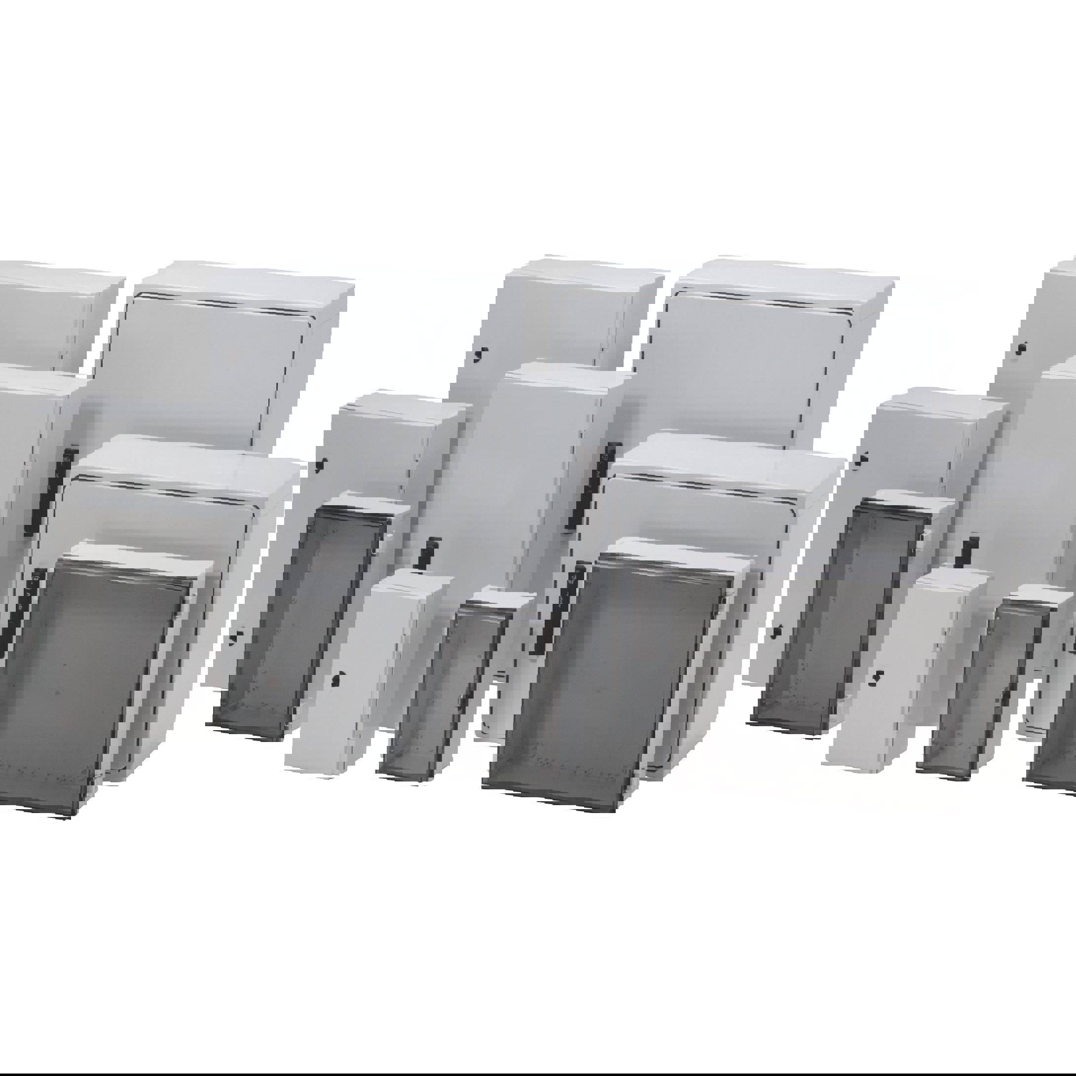 CAB PC 604022 G3B Installations-Wand-Gehäuse mit IP65 Schutzart und Doppelbartverschluss – 600 x 400 x 220 mm, Polycarbonat Lichtgrau (RAL 7035) – Fibox