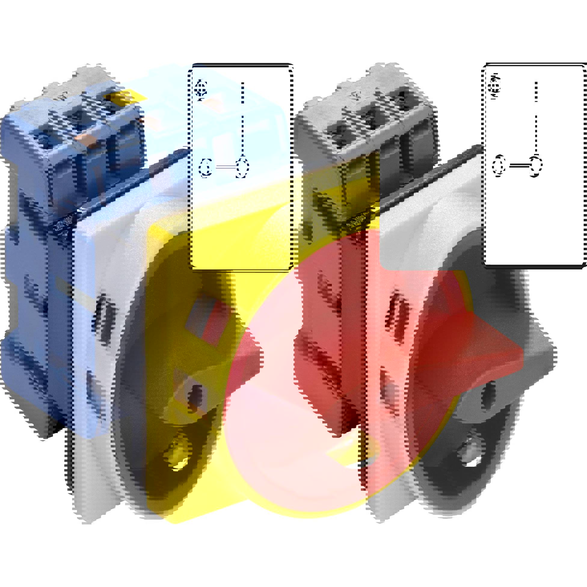 Lasttrennschalter KG64B.T203/01.E - Not-Aus Drehschalter, IP66, 22kW, 63A, 3-polig, rastend, Frontbefestigung in 0-Stellung absperrbar durch Vorhängeschloss - Hersteller: Kraus & Naimer