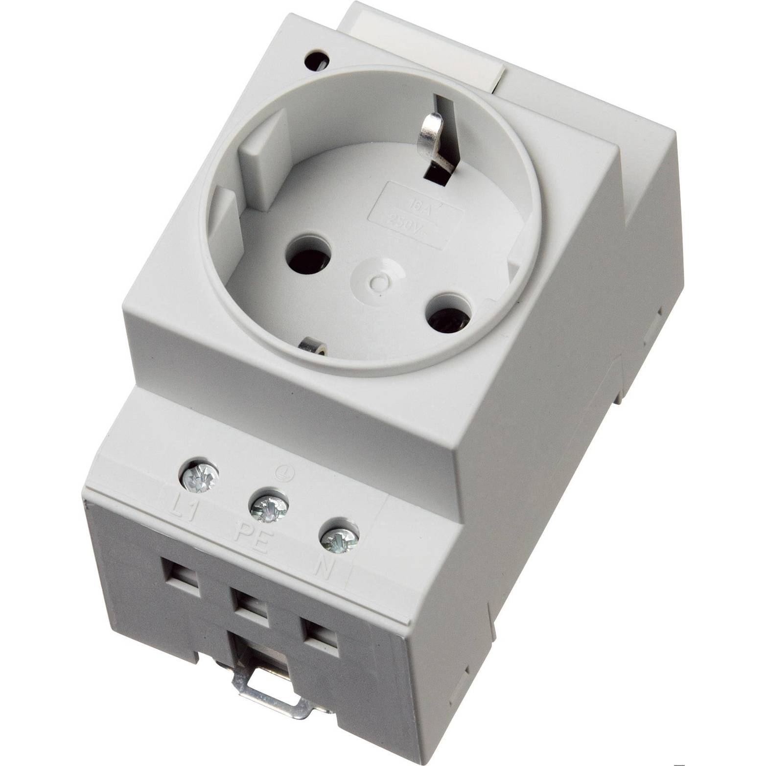 Schaltschrank-Steckdose PPS socket-outlet "D" 250V, Grau, 16A, IP34, für Hutschiene, Pfannenberg